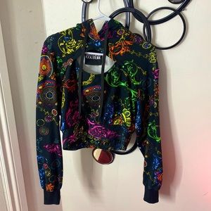 Multi-Colored Cropped Versace Sweatshirt, Size 42 (Large)